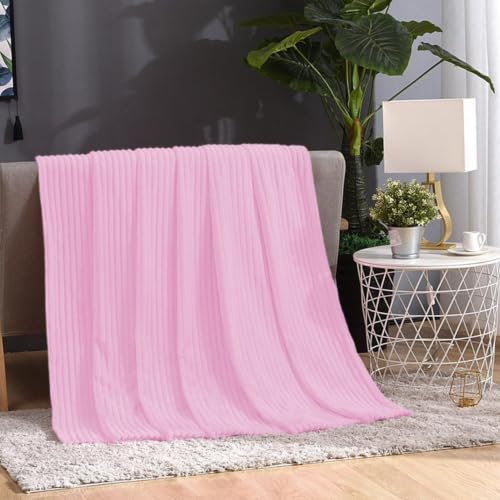 Fleece Throw Blanket, 39x59 Inches Multipurpose Lightweight Soft Fluffy Blanket,All-Season Use,Home Decor,Fade Resistant Machine Washable Polyester Blanket for Bed Living Room & Bedroom (Pink) - image 4