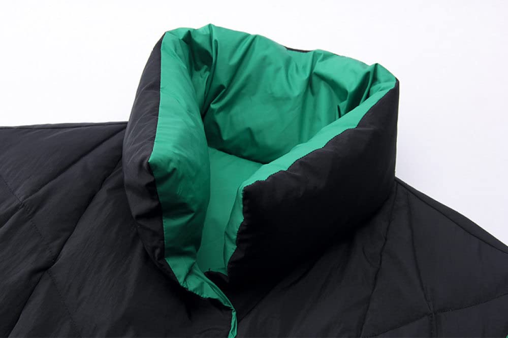 Longweste Damen,Lange Daunenweste Damen Daunenweste Mit Revers, Schwarz&Grün Wende Ärmelloser Daunenmantel Leichte Elegante Übergangsweste Steppweste Für Damen Mädchen Im Freien