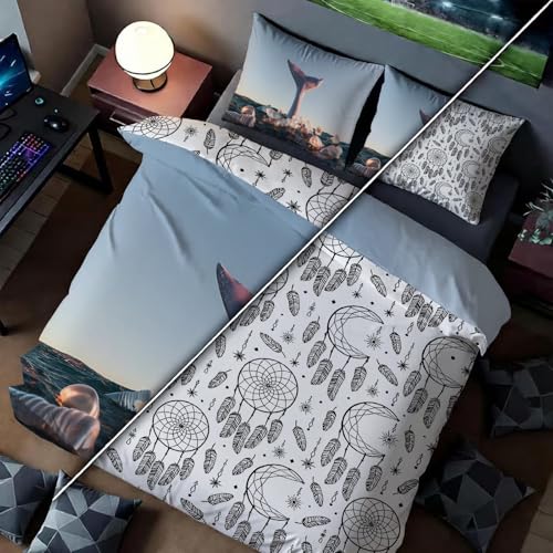 Housse de couette 200x200 ocean super doux fermeture eclair invisible