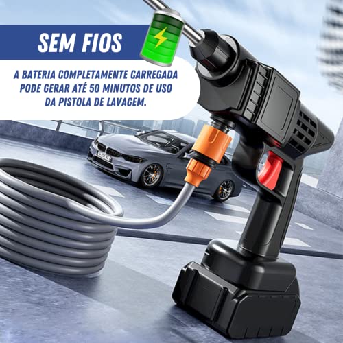 Kit Pistola de Lavagem Alta Pressão com Bateria 48v para Lavar Carro Quintal Janela