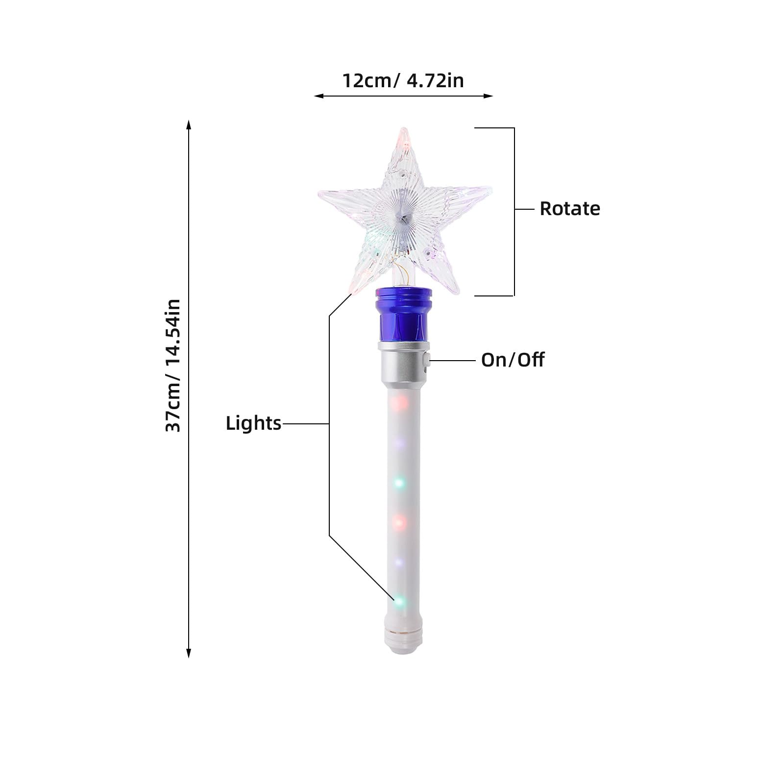 DOITOOL 2 bastoncini luminosi a LED per feste con stelle scintillanti per bambini, bastoncini girevoli per feste di Natale e concerti