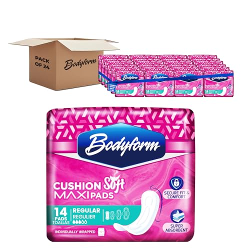 Image of Bodyform Maxi - Value Sanitary Napkins, Cushion Soft Always Comfortable and Ultra-Absorbent (Regular, 336 Count (24 Packs of 14 Counts))