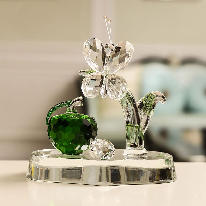 Ornement en Cristal Vert Pomme Papillon Voiture Ornement Verre Anniversaire Mariage Cadeau Salon Table à Manger décor à la Maison