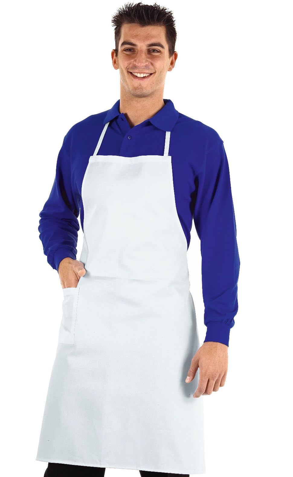 Generico set da 6/12 pezzi grembiule da cucina con pettorina in puro cotone, made italy