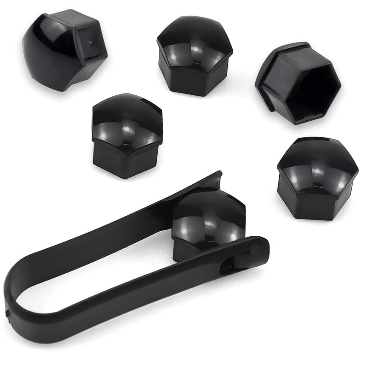 OSOLADY Protective Screw Caps for Car Bike 40pcs Black Hexagon Socket Nuts 2 Clips Decorative Wheel Bolts Sealing Leakproof