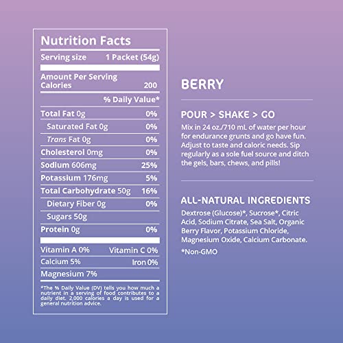 Image of Tailwind Nutrition Endurance Fuel, Sports Drink Powder Single Serving with Electrolytes, Non-GMO, Free of Soy, Dairy, and Gluten, Vegan-Friendly, Berry, Pack of 12