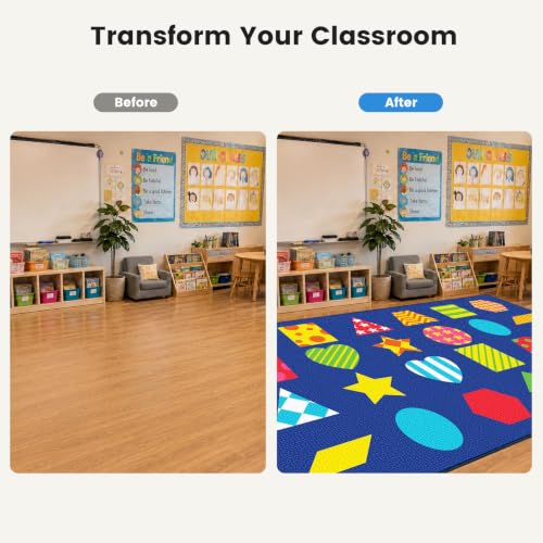 ABCarpet Classroom Rug 13 x 7.5 ft Blue Educational Area Rug with Different Shapes, 24 Seats, Washable & Non-Slip Carpet for Elementary School, Daycare, Nursery, Library Reading - image 5