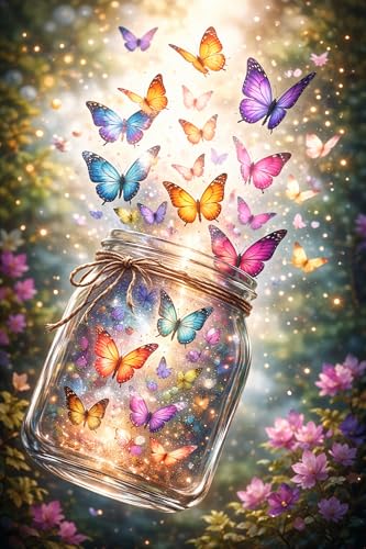 wavaiov Butterfly Diamond Art Kits for Adults 5D DIY Spring Flower Diamond Painting Kits for Beginners Floral Full Round Dots Drill Gem Art Kit for Home Decor 12x16Inch