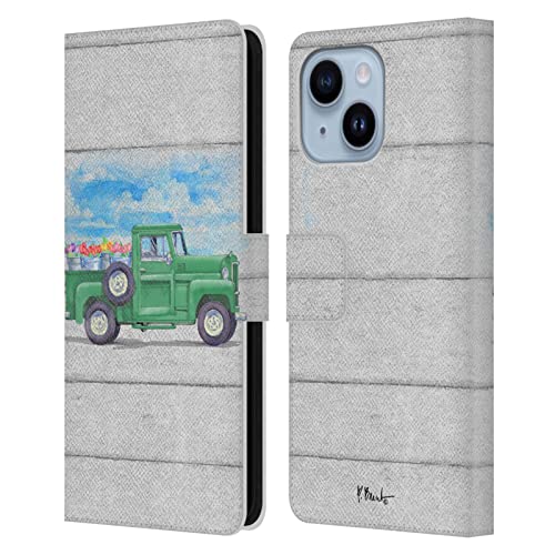 Housse iPhone 14 Plus camion fleurs pour balades et rangement cartes