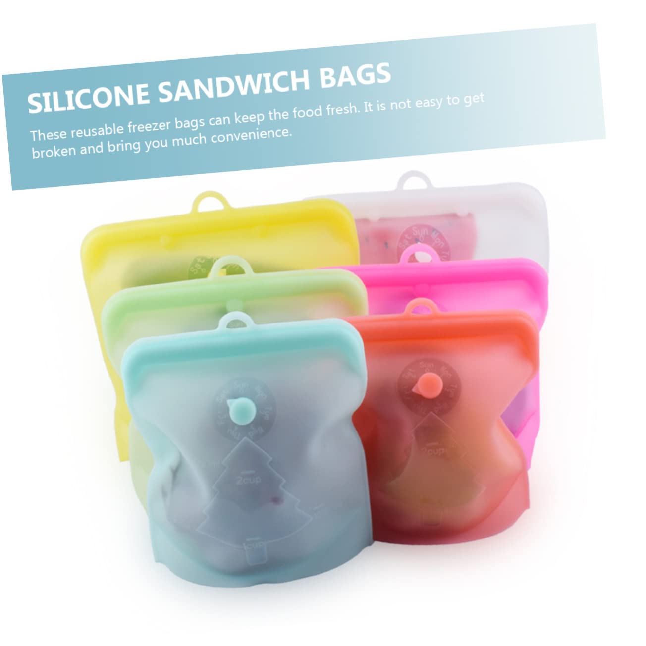 BESTonZON 3pezzi Sacchetti Riutilizzabili Per Alimenti in Silicone Sacchetti Per Congelatore e Pranzo Ermetici Perdite Per Conservare Cibo Frutta Verdure e Snack