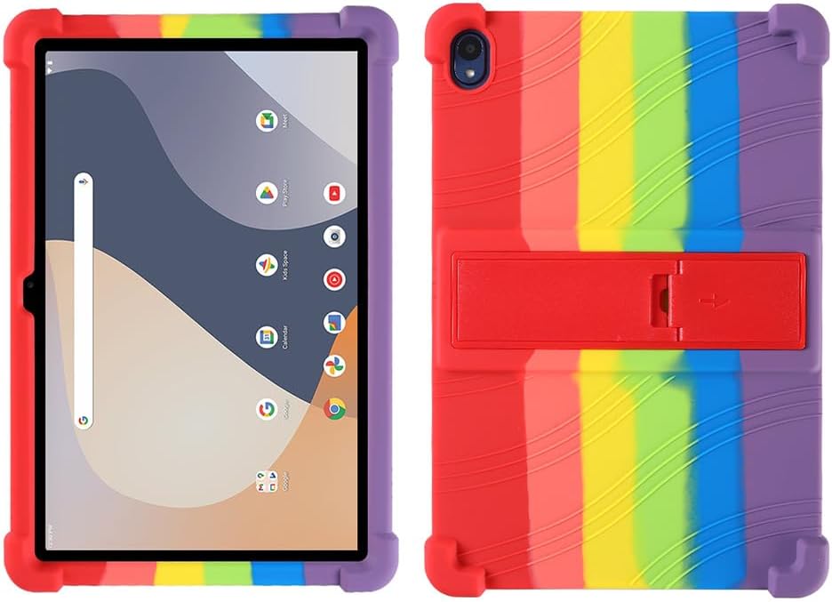 Compatible with Case for onn. 10.1 INCH 2024 Tablet, Full Coverage Ultra Slim Adjustable Stand Silicone Shockproof Lightweight Protective Cover Case (Rainbow)