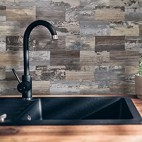 Auliget 100 Piece Peel And Stick Backsplash Pvc Tile, 3 Inch X 6 Inch Rustic Brick Stick On Tiles For Backsplash Kitchen, Bathroom, Laundry Room, Camper, Fireplace #TOP2