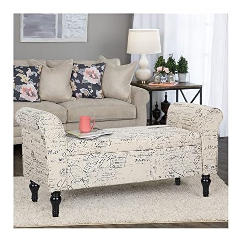 INMOZATA Linen Fabric Storage Bench Cover