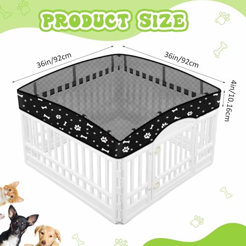 Image of Dog Playpen Mesh Top Lid Fits for 36 Inch 4 Panels Crate Cover, Black | Breathable Mesh Top Lid, Water Resistant Shade for Outdoor, Kennel Crate Accessory, Breathable Ventilation, Cover Only