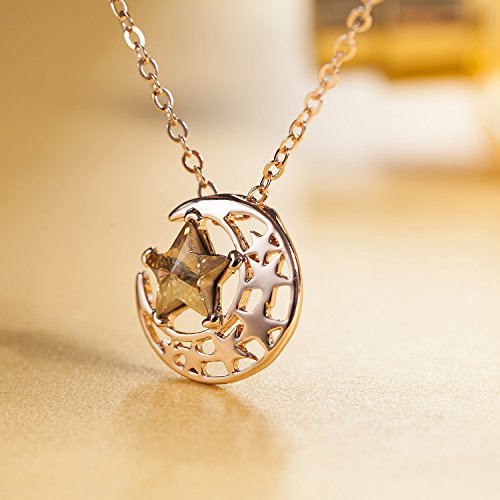 ATEIELLI® Stelle Luna Collana Donna Oro Rosa