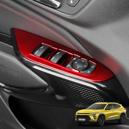 FOEVE Door Window Switch Panel Cover Compatible with Chevy Trax 2024 2025 Accessories, Car Interior Upgrade Trim-Red