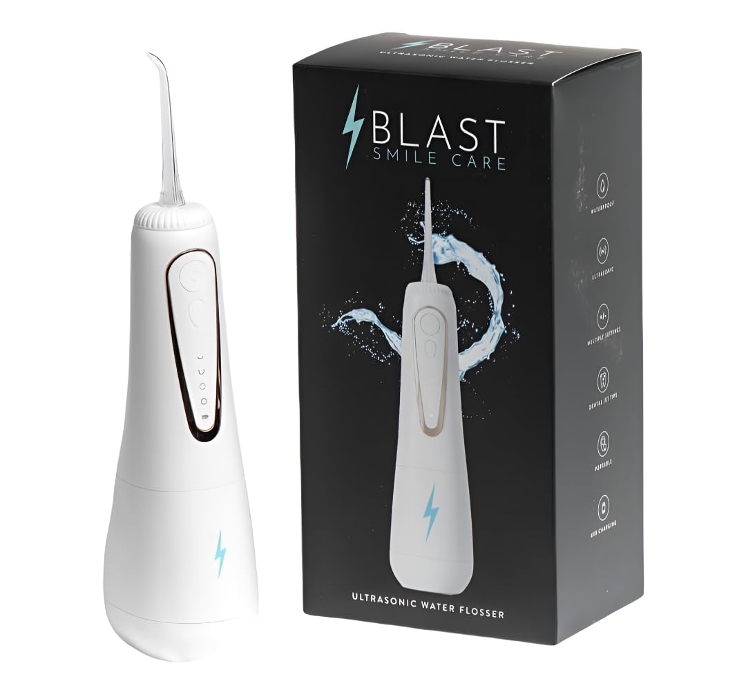 Blast Smile Care Cordless Water Flosser with 360° Rotating Tip for Easy Reach - Water Dental Flosser for Braces & Dental Care - Electric Water Flosser