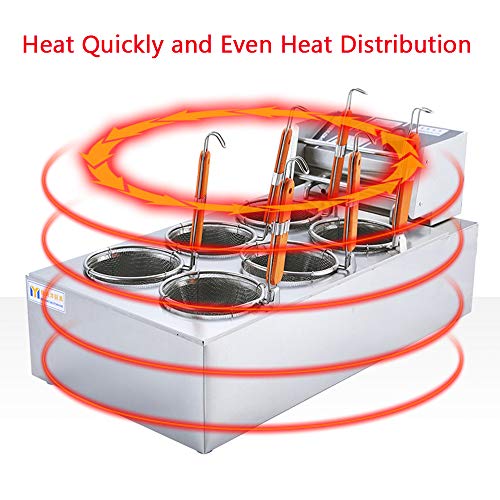 Commerciale 3000W Electric Pasta Cooker, 6-Hole Stainless Steel Noodle Boiler con Filtro Cestino,Heavy Duty 12L capacità per ristoranti, Hot Pot, Boba Tea,Caffe, Uso della Cucina
