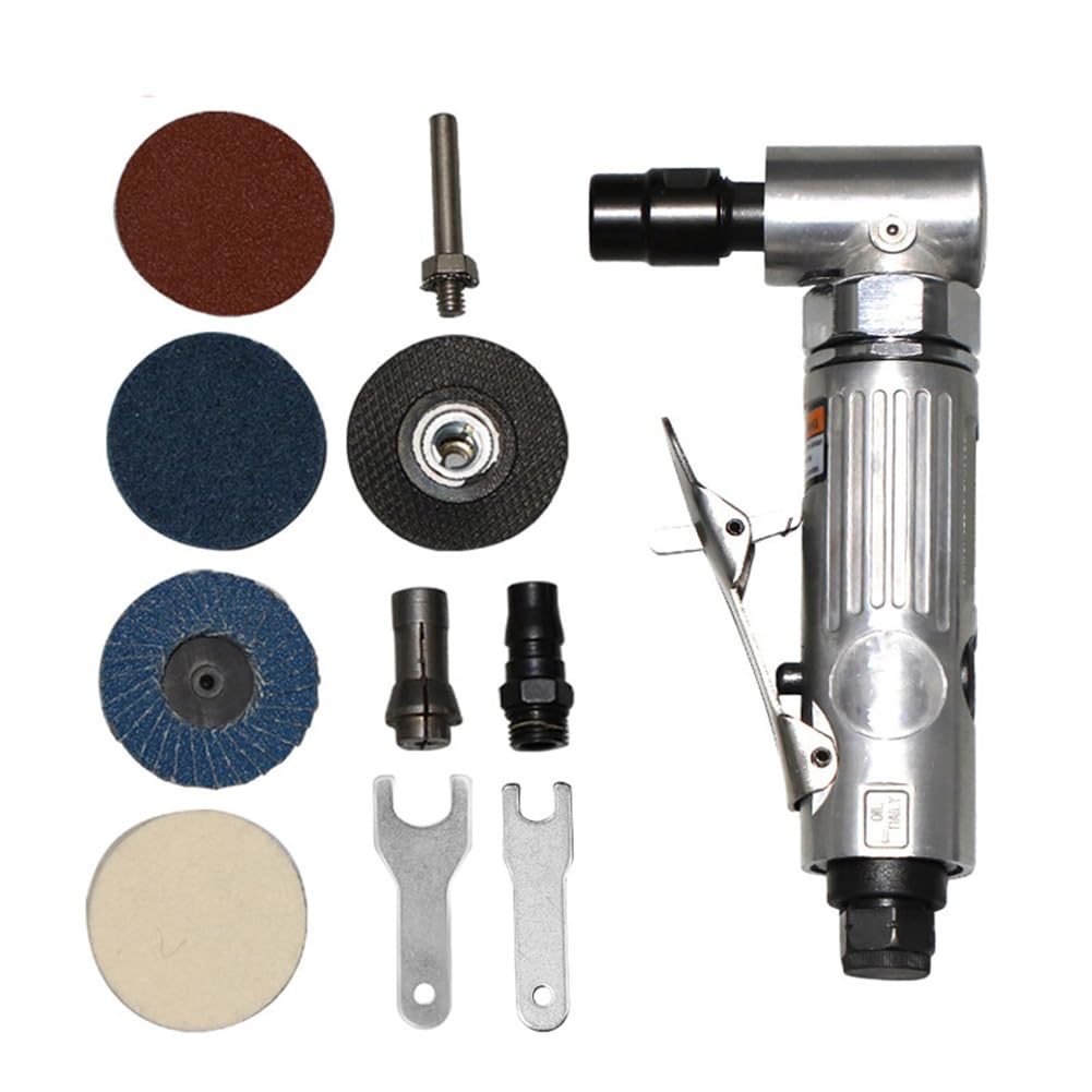 Jnchdghwa As Shown Air Compressor Die Grinder Industrial Grade Tool Bending Pneumatic Die Grinde 90 Degrees Bending Grinder With 2Inch Grinding Disc