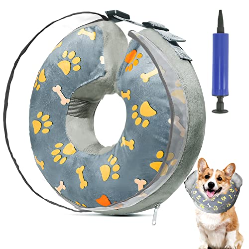 Aufblasbare Halskrause Hunde Haustier Schützender,Hundekragen Leckschutz,Halskragen Hund Hundehalskrausen,Einstellbar Weich Bequem Schutzkragen mit Klettverschluss (L) Cover