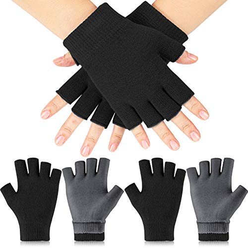 2 Pairs Moisturizing Gloves Hand Gloves Fingerless Moisturizing Glove Day Night Instantly Repair Eczema for Dry Rough and Cracked Hands (Black)
