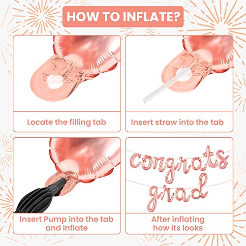 Image of Graduation decorations 2026 | Rose Gold Congratulations Balloons - 16 Inch | Script Congrats Grad Balloons for Graduation Decorations Class of 2026 | Grad party decor, KatchOn