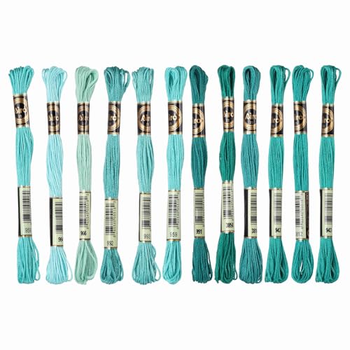 Image of PATIKIL 12 Skeins Embroidery Floss Polyester Embroidery Threads Bracelets String for Cross-Stitch Hand Embroidery, Light Green
