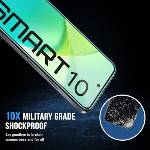 Image of ArmourPro Military Grade Gorilla Tempered Glass Screen Protector Compatible For Infinix Smart 10 5G (6.67 Inch) With Easy Installation Kit| Edge To Edge Coverage |Black