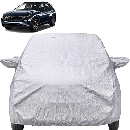 Image of Autofact Waterproof Car Body Cover Compatible with Hyundai Tucson with Mirror Pockets (Shinning Silver)
