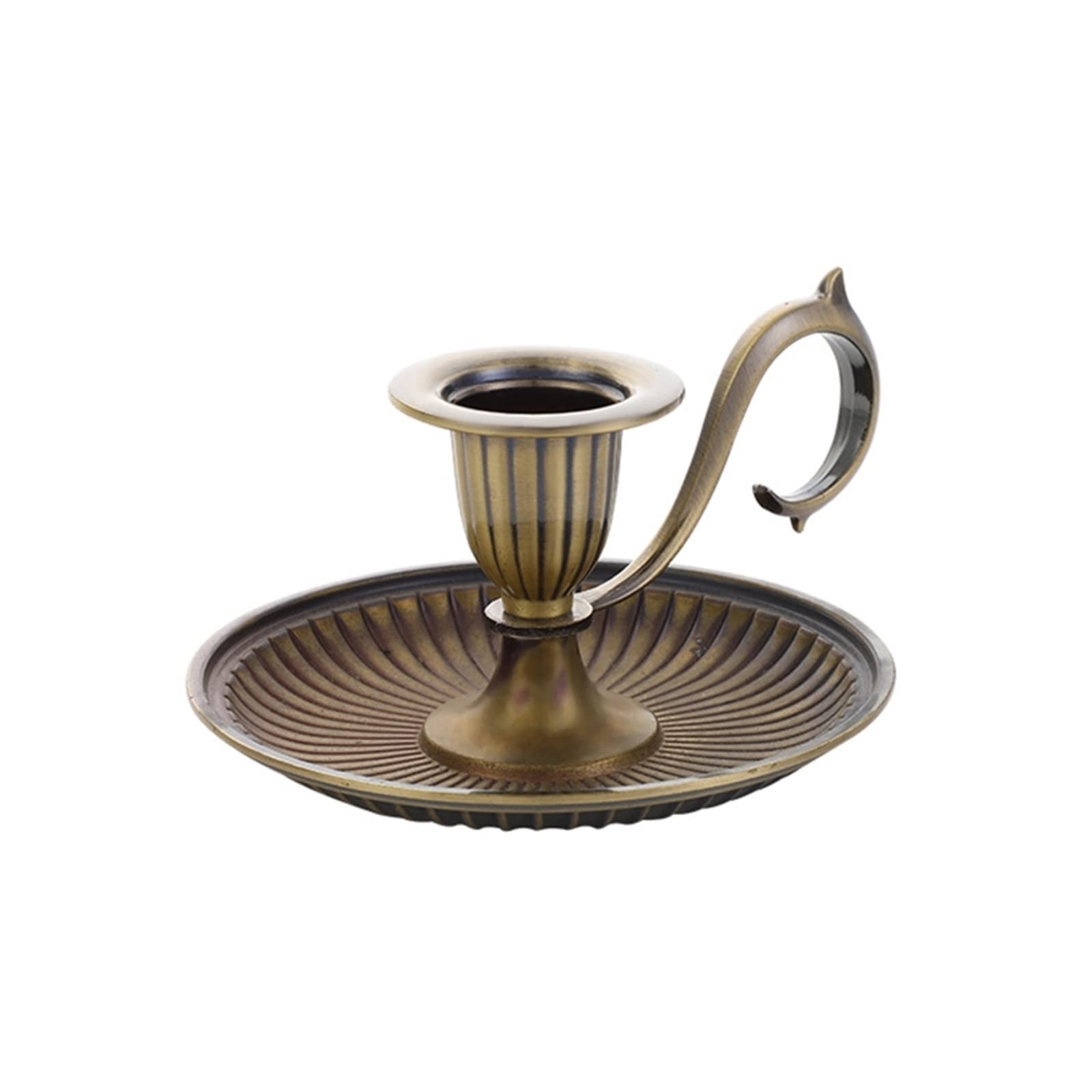 HTTGDGDH Metal Taper Candle Holder With Handle Single Candlelight Stand Retro ?Candlestick For Dining Home Table Decoration,Argento-11.9x4.1cm