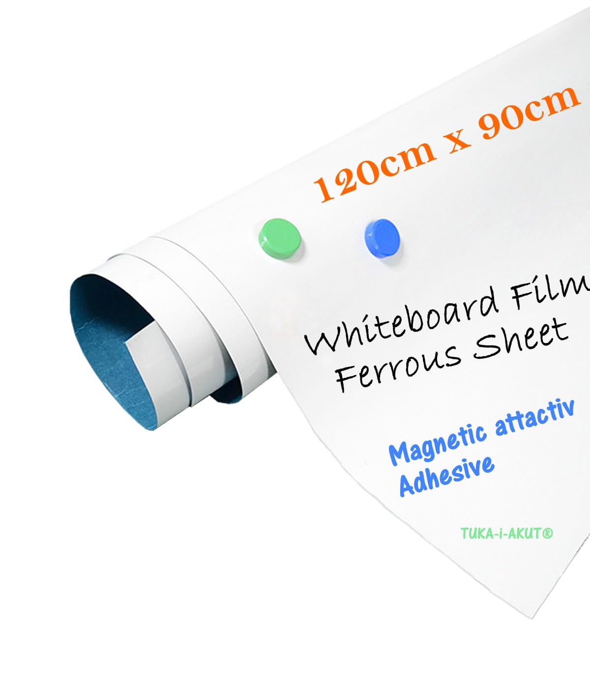 TUKA 120cm x 90cm Feuille Ferreuse Autocollante pour Aimants, Inscriptible Essuyable, Film Caoutchouc Ferreux Adhesif, Plaques de Fer Adhésives, Créez Propre Tableau Blanc Magnétique, Blanc TKD9020