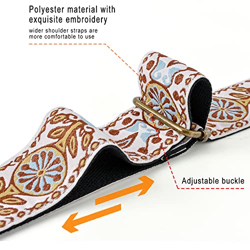 Image of Purse Straps Replacement Crossbody Handbag Adjustable Jacquard Embroidery Wide Guitar Strap