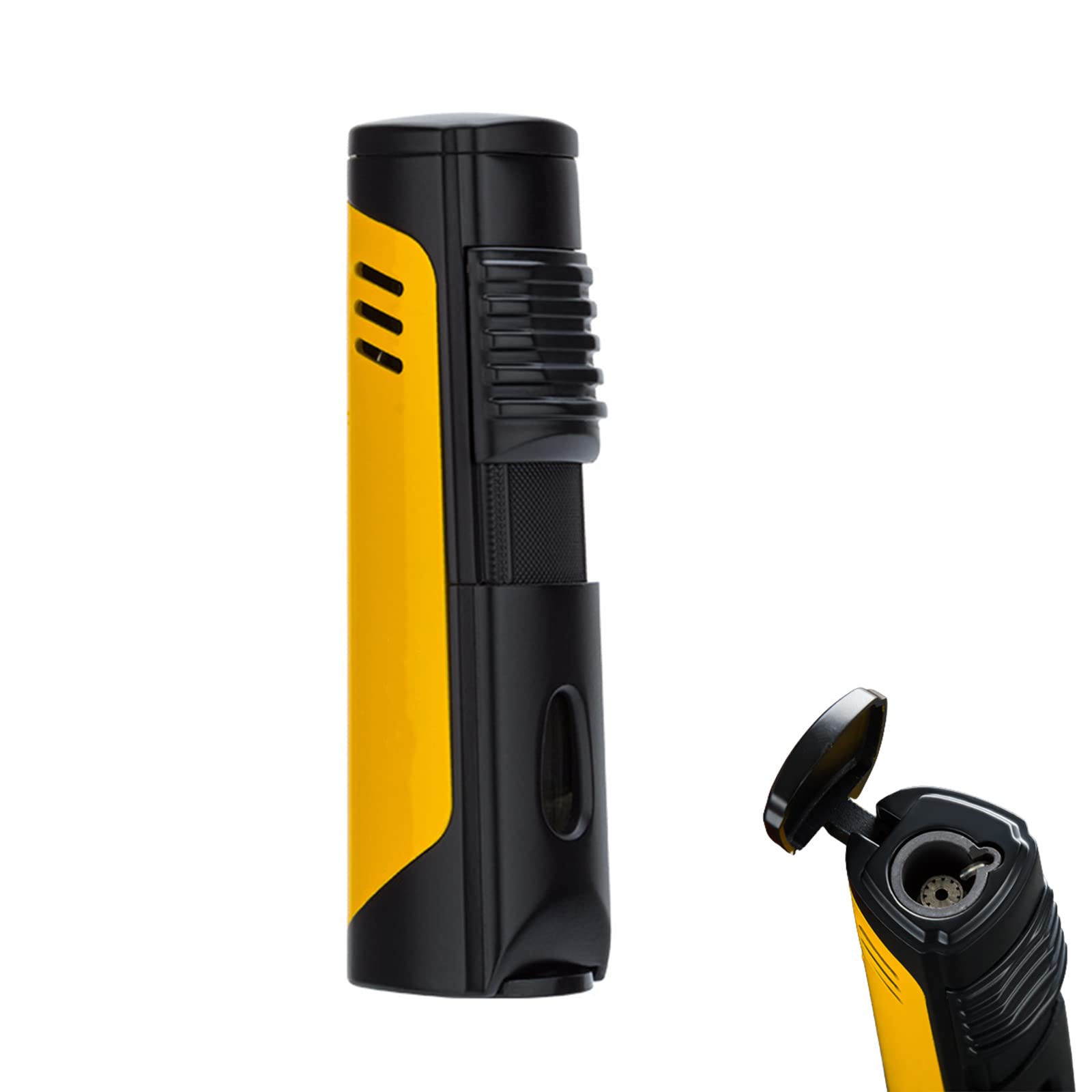 Gadgets Portátiles Encendedor de Cigarros de Metal con Punzón Antorcha Recargable a Prueba de Viento Jet Flame Herramienta para Fumar al Aire Libre Caja de Regalo