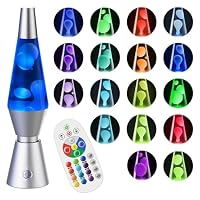 Soarling 14.5 Art Deco Liquid Motion Lamp, Remote Control 17 Colour Changing Night Light, Retro Mood Lamp for Bedroom Decor, Kids/Adults Gift for Christmas, Party (Silver)