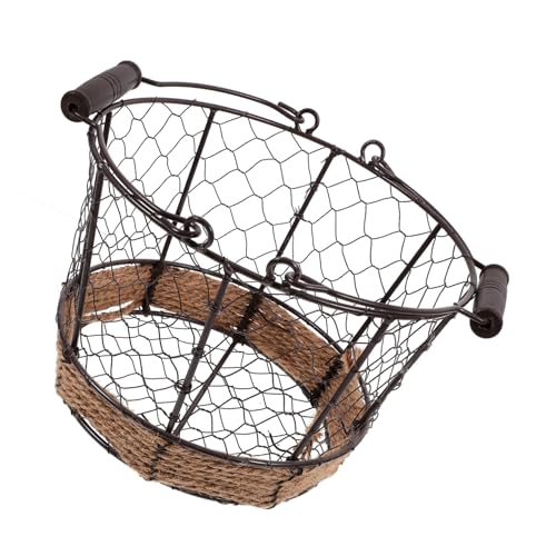 TOYANDONA Cesta de Alambre de Hierro con Asa Canasta de Almacenamiento Decorativa y Multifuncional para Cocina y Escritorio Capacidad para Organización de Productos y Artículos Secos