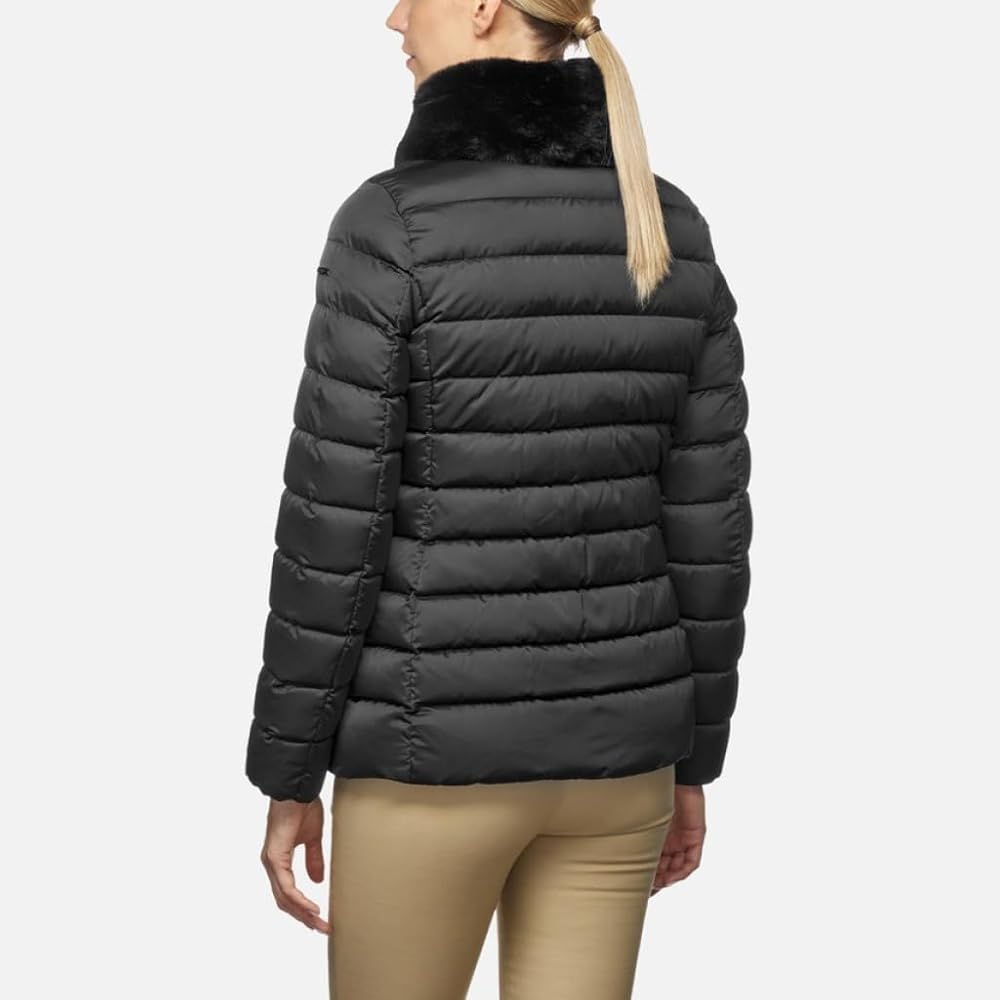 Geox W KENLY MID JKT (W04 Women's Jackets, Black, 44, Black/White, 38