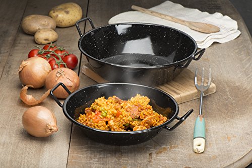 Zinel 4503 Pan Kadai/Wok with Handles, Enamel, Black/White Dots, 24cm - Image 3