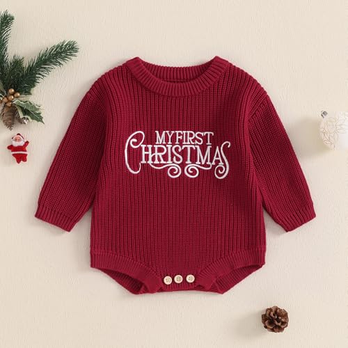 Newborn Baby Girl Boy Christmas Knit Sweater Romper One Piece Bodysuit Pullover Merry Christmas Fall Winter Clothes2