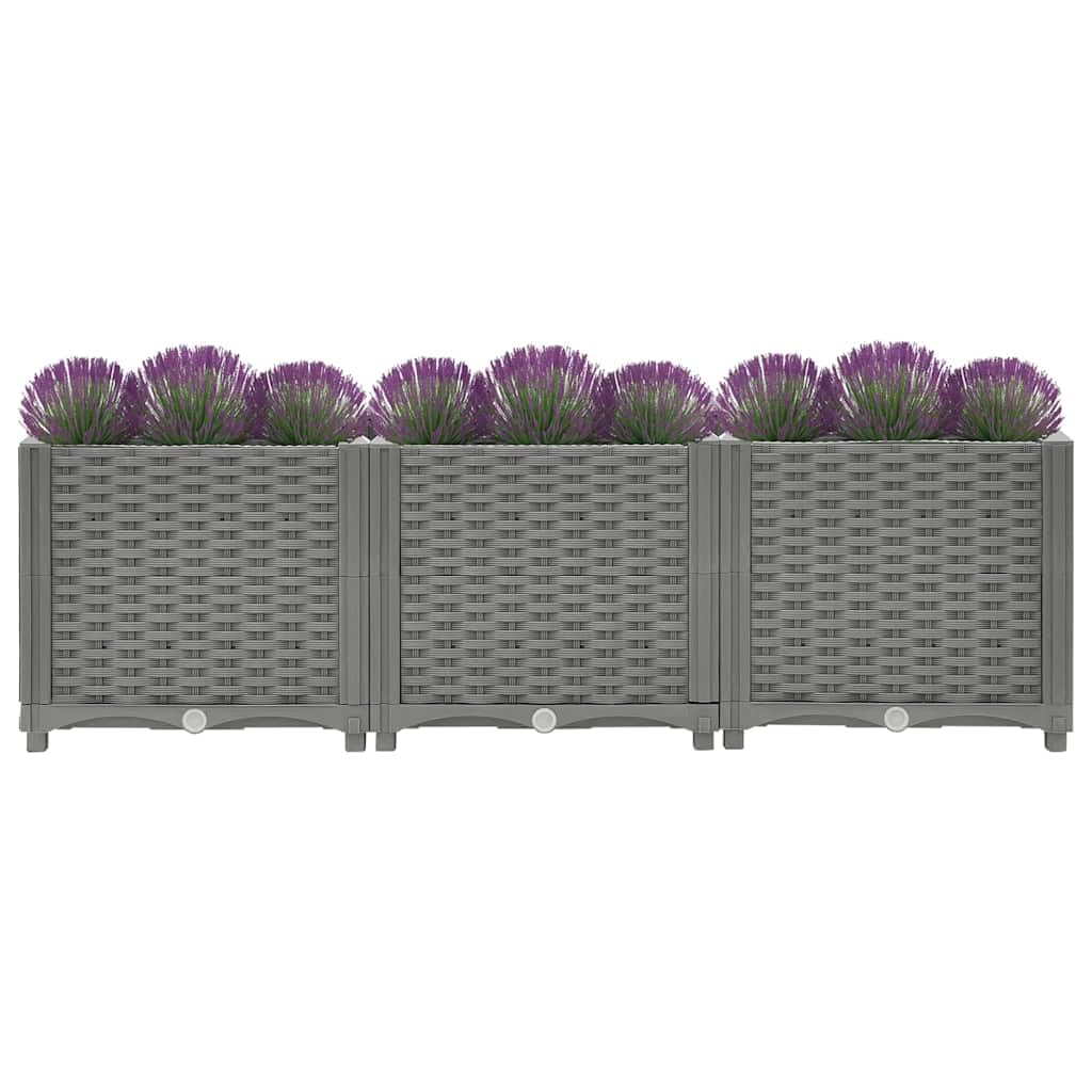 Podwyższona grządka 120 x 40 x 38 cm, polipropylen, skrzynia ogrodowa na warzywa i kwiaty, pojemnik ogrodowy o wyglądzie rattanu, stabilna grządka na balkon, taras, uniwersalna skrzynka na rośliny