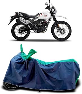 DUFFEL-Two Wheeler Bike Cover Compatible for Hero Xpulse 200 Heat Protectio/UV-Rays/Birds Dropping/DustProof/Waterproof Indoor Outdoor and Parking Full Protection All Variants [Green Patta]