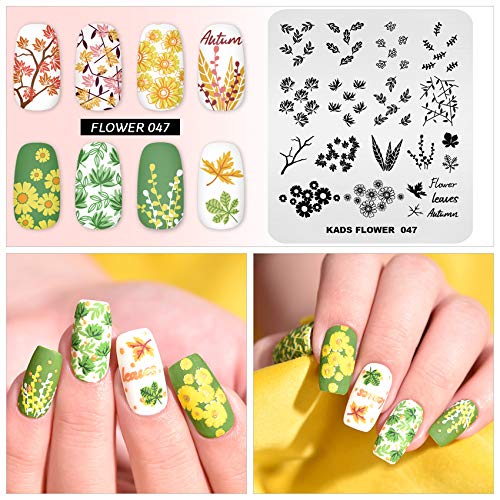 KADS Nagel-Stempelplatte Blume Natur Nail Art Stempel Schablone DIY Bild Schablone Maniküre Stamping Platte Schablone Werkzeuge (FL047) – Bild 4