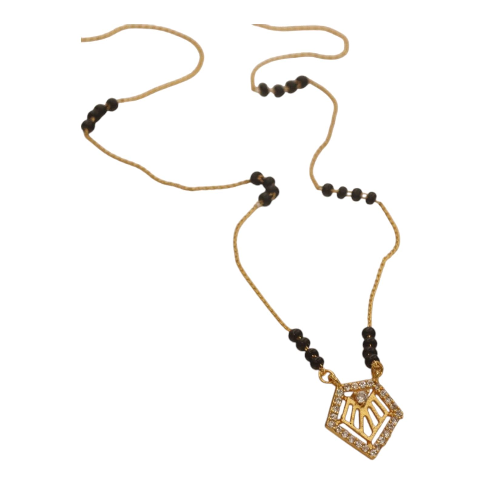 Micro Gold Polish Golden Chain and AD Pendant Mangalsutra Gift for Wedding, Anniversari, Special Occasion for Women 18 Inch-image-37