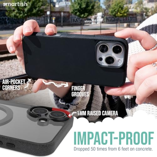 Image of Smartish iPhone 16 Plus Magnetic Case - Gripmunk Compatible with MagSafe [Lightweight + Protective] Slim & Thin Grip Cover with Microfiber Lining for Apple iPhone 16 Plus - Clearly Black