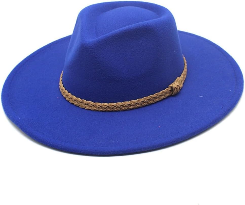 Western Fedora Hat with Braided Band, Wide Brim, Camel Brown