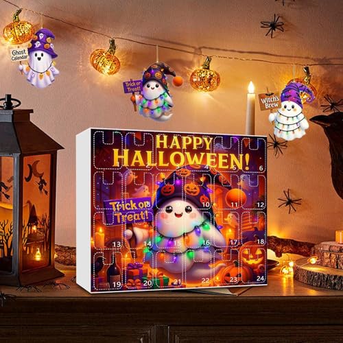 Calendrier de compte à rebours d'Halloween en acrylique 2D pendentif déco