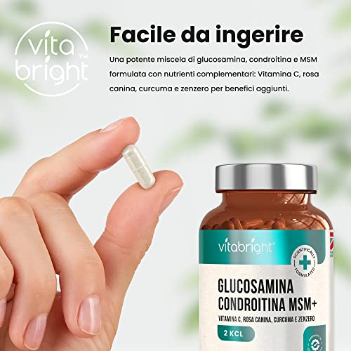 Glucosamina Condroitina MSM 180 Capsule, Integratore Articolazioni uomo/donna, Cartilagine Ginocchio, Glucosamina solfato complex, condroitina glucosamina alto dosaggio, VitaBright Glucosamine Complex - 4