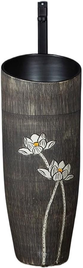 Bathroom Countertop Vessel Sink Retro Column Wash Basin Courtyard Small Integrated Floor Balcony Outdoor Pedestal Sink Vanity