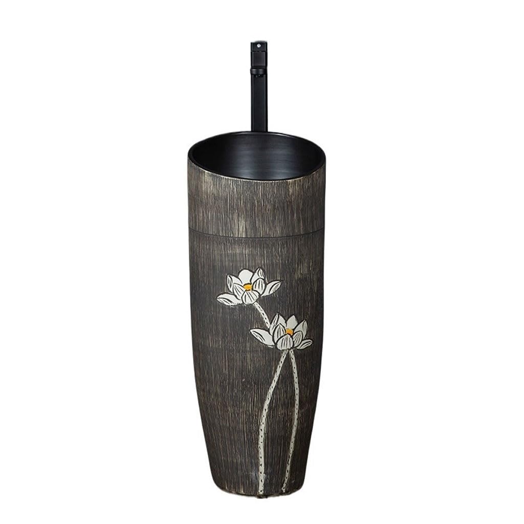 ENGENDER Pedestal Sink Retro Column Wash Basin Courtyard Small Integrated Floor Balcony Outdoor