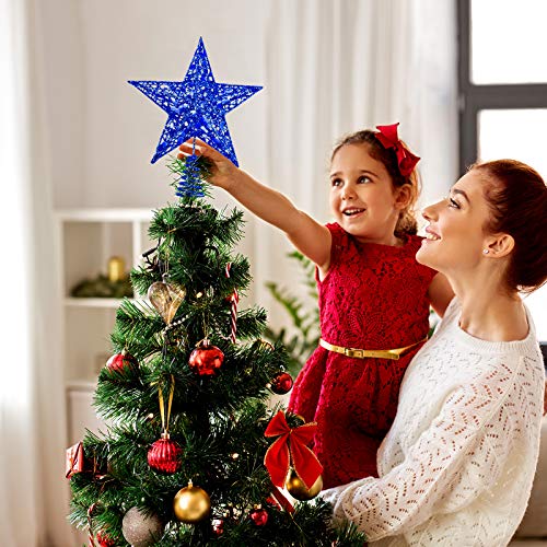 Uratot Glittered Christmas Tree Topper Metal Christmas Treetop Hallow Wire Star Topper For Christmas Home Decoration (8 Inches, Blue) #TOP6