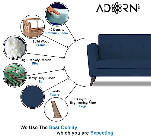 Image of Adorn India Dannis 3+2 5 Seater Sofa Set (Blue) (3 Year Warranty)